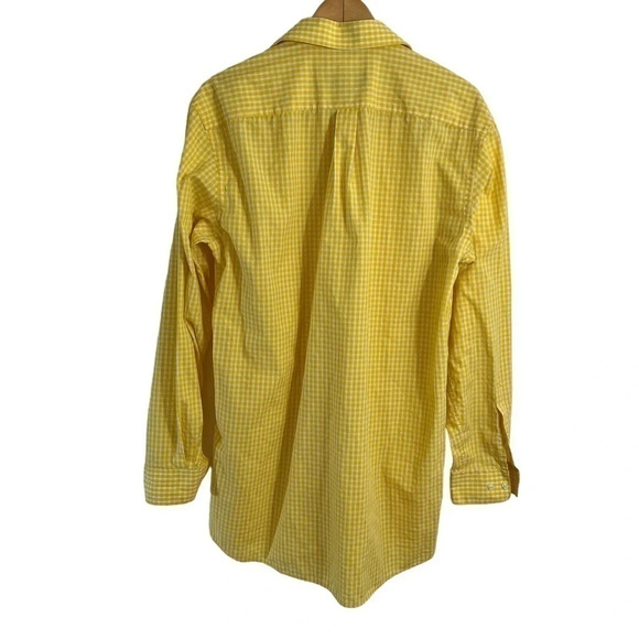 Beverly Hills Polo Club Yellow Gingham Button Up Shirt Mens Large Collared - Picture 2 of 4